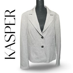 KASPER Light Heather Gray Blazer, Fully Lined, 2 Button Closure, Size 14